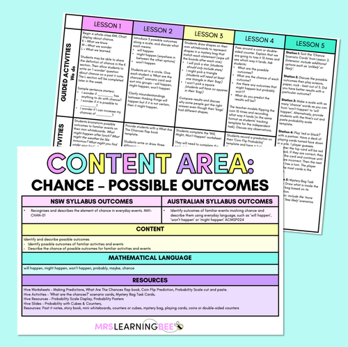 Resource preview 1 for Chance - Possible Outcomes - Grade 1 & 2 Program