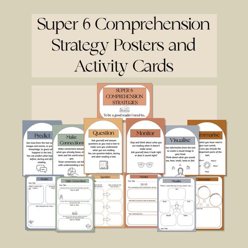 Resource preview 1 for Super Six Comprehension Strategies and Activity Cards