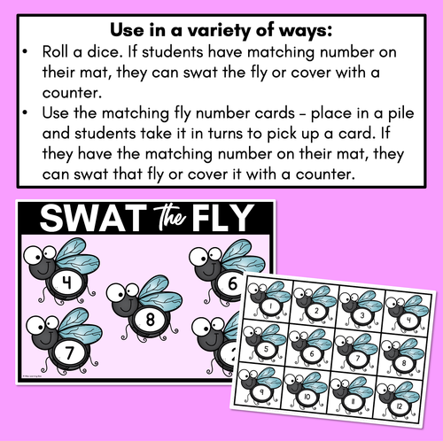 Resource preview 2 for FLY SWAT NUMBER MATS - 4 Levels - Kindergarten Math Game