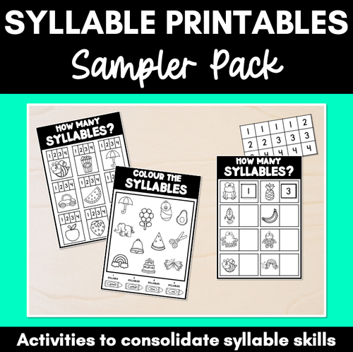 Resource preview 1 for SYLLABLES ACTIVITY PRINTABLES - Syllable Worksheets Sampler