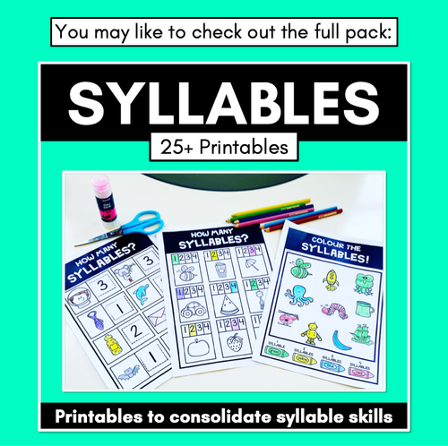 Resource preview 3 for SYLLABLES ACTIVITY PRINTABLES - Syllable Worksheets Sampler