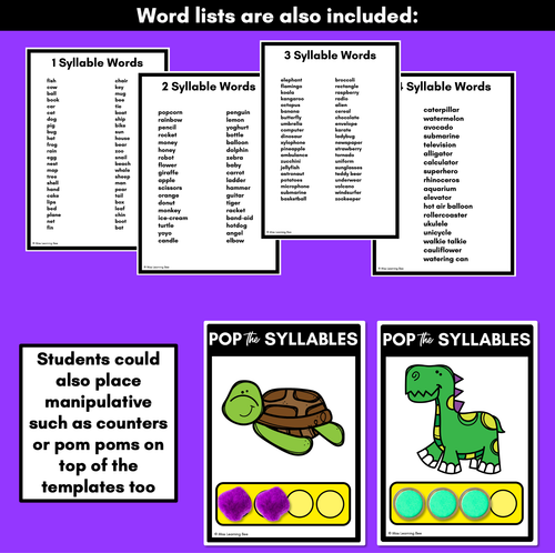 Resource preview 3 for Syllable Poppit Task Cards