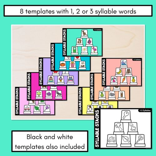 Resource preview 2 for SYLLABLE STACKS - Syllable Games for 1, 2, and 3 SYLLABLES