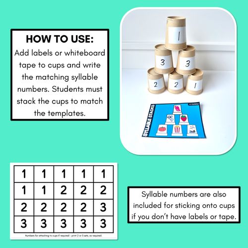 Resource preview 3 for SYLLABLE STACKS - Syllable Games for 1, 2, and 3 SYLLABLES