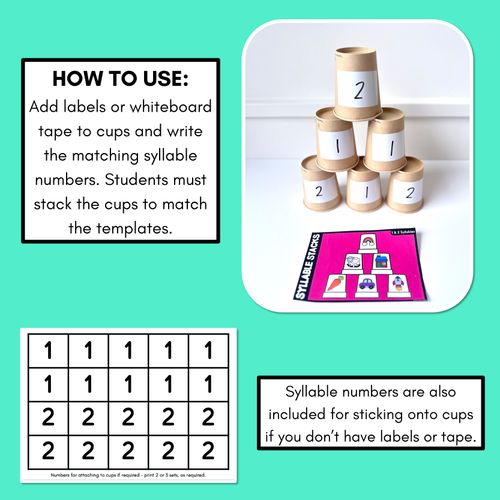 Resource preview 3 for SYLLABLE STACKS - Syllable Games for 1 and 2 SYLLABLES