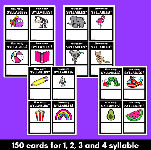 Resource preview 3 for How Many Syllables TASK CARDS