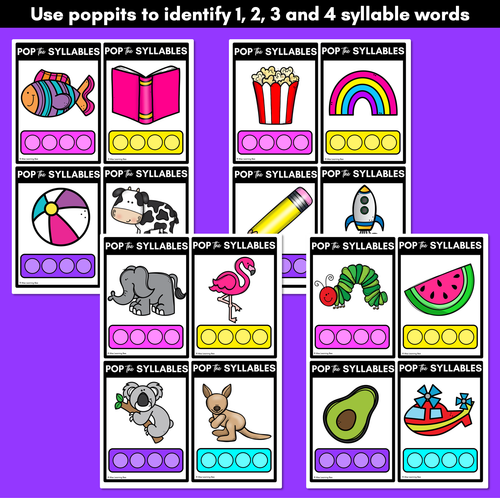 Resource preview 2 for Syllable Poppit Task Cards