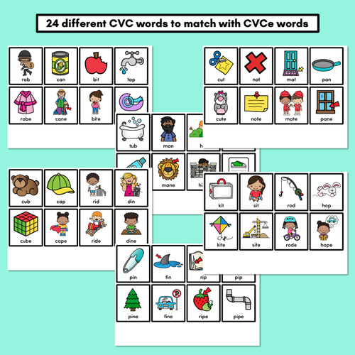 Resource preview 2 for CVC to CVCe Words - Word Match and Memory Phonics Game