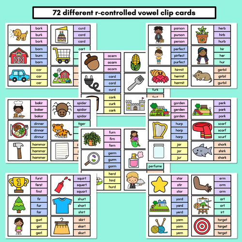 Resource preview 3 for R-Controlled Vowels Clip Cards