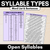 5 for Open Syllables - V/CV Word Bundle