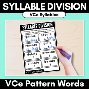 Syllable Division Printables - VCe Syllables - VCe Pattern Words