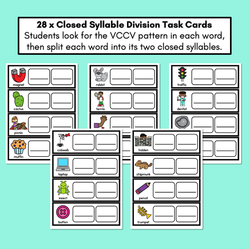 Resource preview 2 for Syllable Division Task Cards - Closed Syllables - VCCV Pattern Words