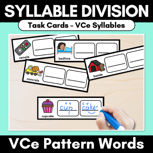 Resource preview 1 for Syllable Division Task Cards - VCe Syllables - VCe Pattern Words