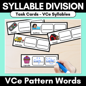 Syllable Division Task Cards - VCe Syllables - VCe Pattern Words