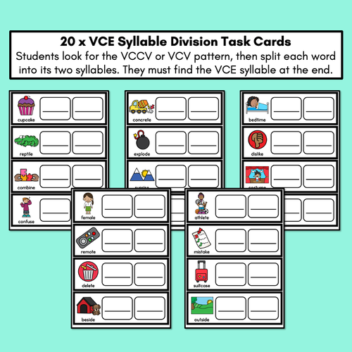 Resource preview 2 for Syllable Division Task Cards - VCe Syllables - VCe Pattern Words