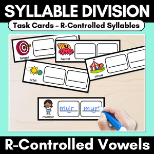 Syllable Division Task Cards - R-Controlled Syllables - R-Controlled Vowels