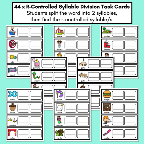 Resource preview 2 for Syllable Division Task Cards - R-Controlled Syllables - R-Controlled Vowels