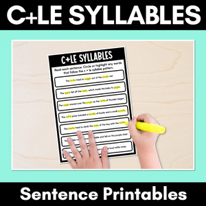 C+Le Syllables - Consonant + LE - Decodable Sentence Printables