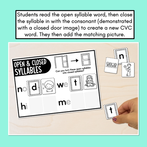 Resource preview 2 for Open and Closed Syllables Cut & Paste Printables