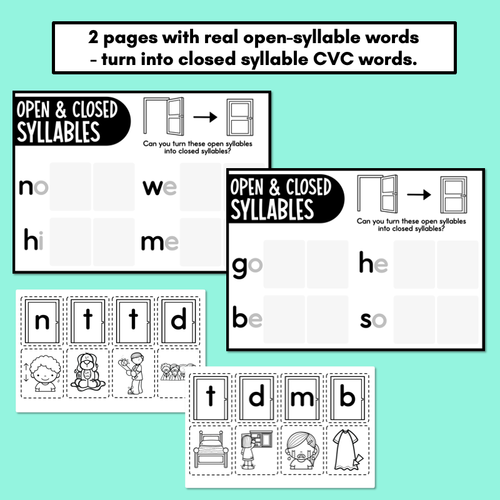 Resource preview 3 for Open and Closed Syllables Cut & Paste Printables