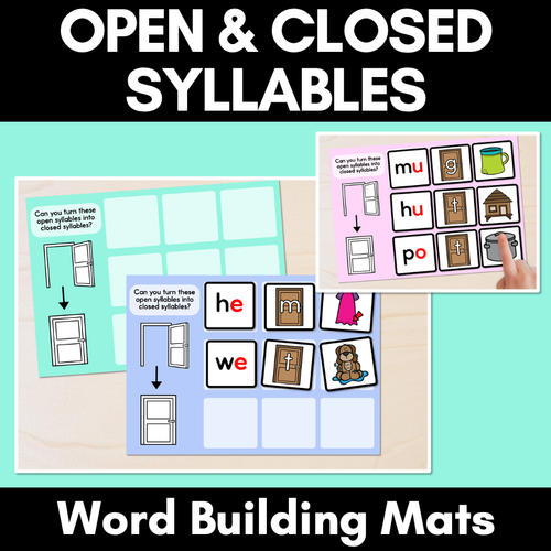 Resource preview 1 for Open and Closed Syllables Word Building Mats 