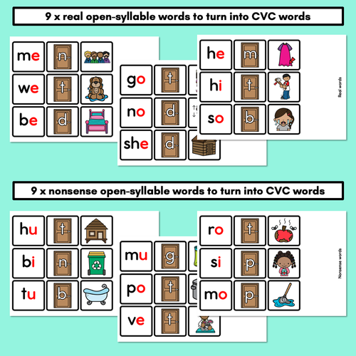 Resource preview 4 for Open and Closed Syllables Word Building Mats 