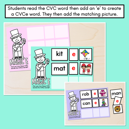 Resource preview 2 for CVC to CVCe Words - Magic E Word Building Mats