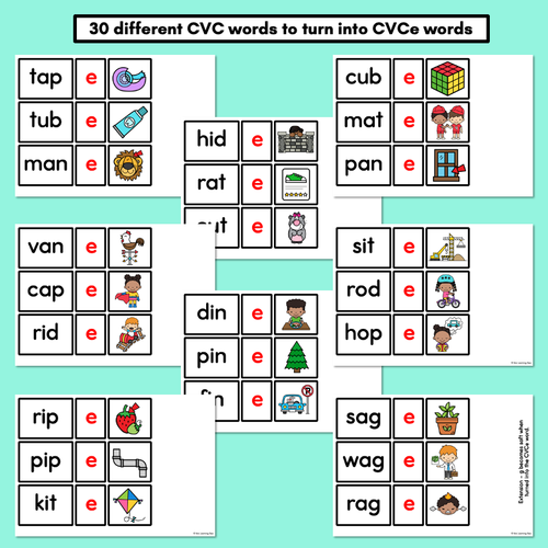 Resource preview 3 for CVC to CVCe Words - Magic E Word Building Mats