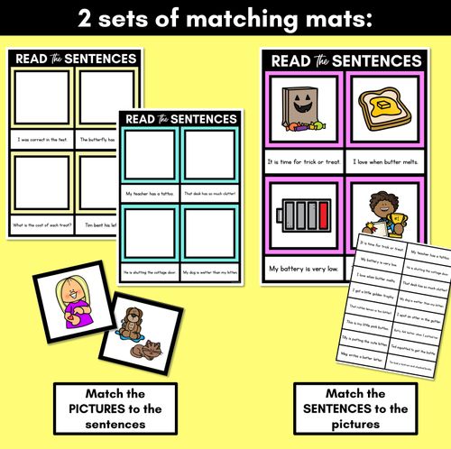 Resource preview 3 for T Phoneme Decodable Sentence Mats - Read & Match