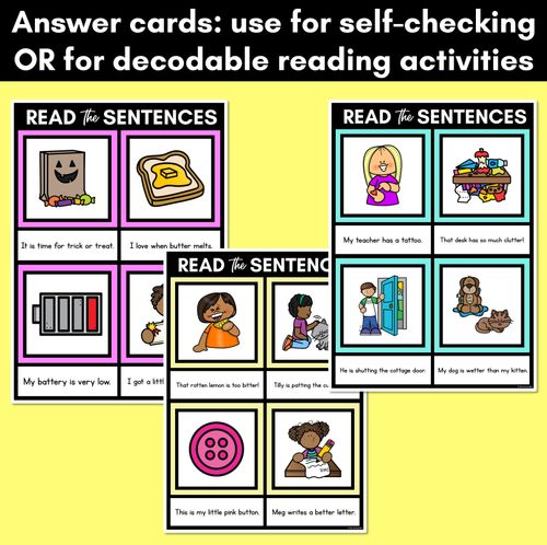 Resource preview 4 for T Phoneme Decodable Sentence Mats - Read & Match
