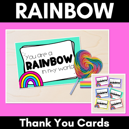 Resource preview 1 for Rainbow Thank You Cards Teacher Appreciation Freebies