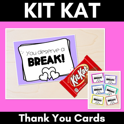 Resource preview 1 for Kit Kat Thank You Cards Teacher Appreciation Freebies