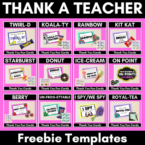 Resource preview 3 for Royal Tea Thank You Pun Cards Teacher Appreciation Freebies