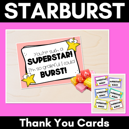 Resource preview 1 for Starburst Thank You Pun Cards Teacher Appreciation Freebies