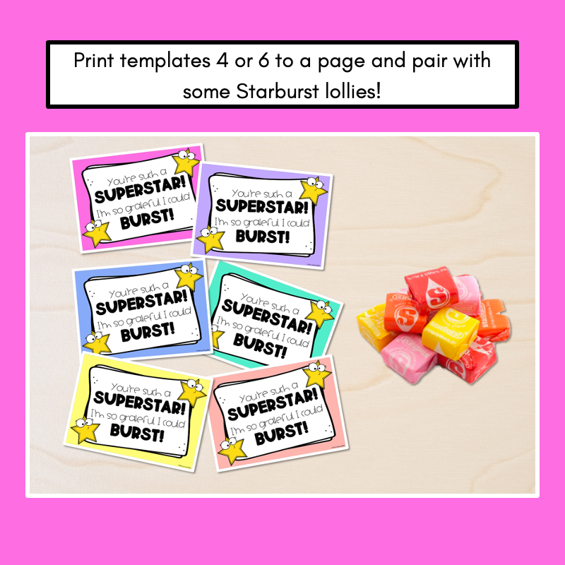 starburst-thank-you-pun-cards-teacher-appreciation-freebies-mrs-learning-bee for Bursting With Excitement Free Printable Starburst Thank You Pun Cards Teacher Appreciation Freebies - Mrs Learning Bee for Bursting With Excitement Free Printable