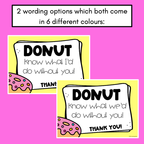 Resource preview 3 for Donut Thank You Pun Cards Teacher Appreciation Freebies