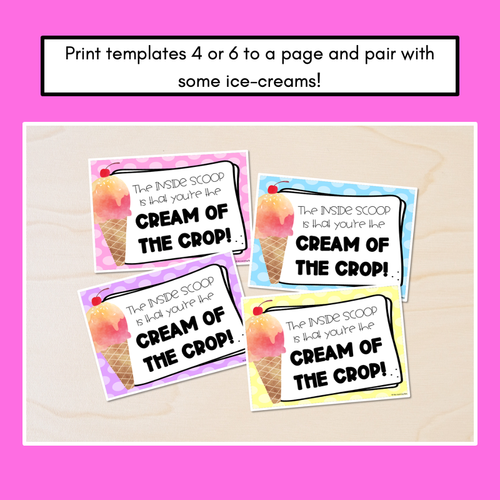 Resource preview 2 for Ice Cream Thank You Pun Cards Teacher Appreciation Freebies