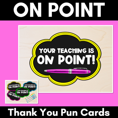 Resource preview 1 for On Point Thank You Pun Cards Teacher Appreciation Freebies