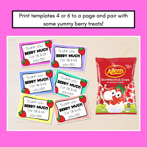 Resource preview 2 for Berry Thank You Pun Cards Teacher Appreciation Freebies