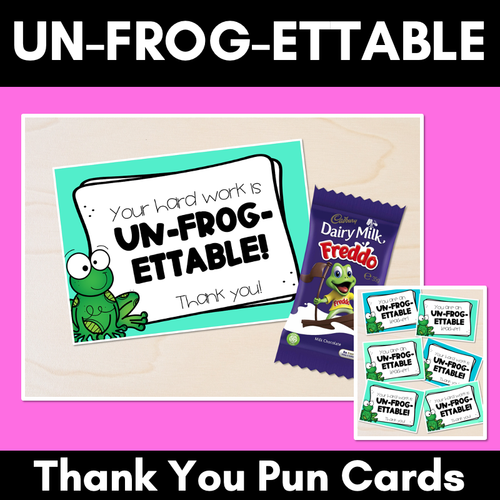 Resource preview 1 for Un-frog-ettable Thank You Pun Cards Teacher Appreciation Freebies