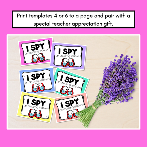 Resource preview 2 for I Spy Thank You Cards Teacher Appreciation Freebies