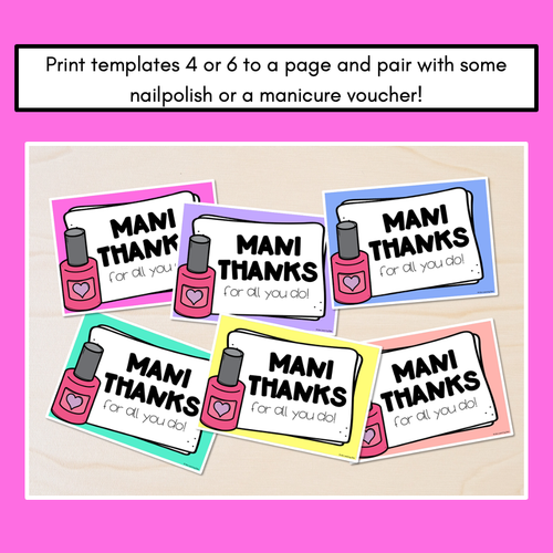 Resource preview 2 for Mani Thanks Thank You Cards Teacher Appreciation Freebies