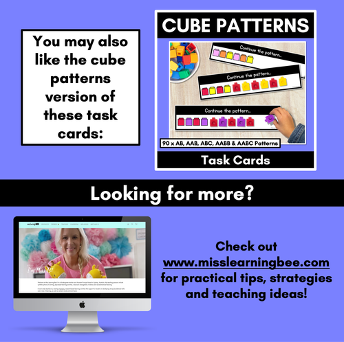 Resource preview 4 for Patterns in Kindergarten Task Cards - Teddy Bear Counters