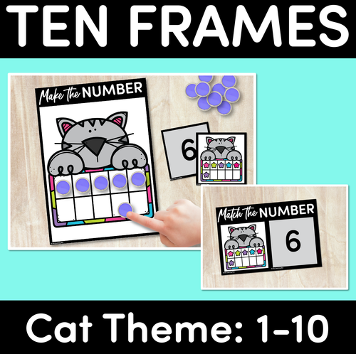 Resource preview 1 for Ten Frames with GREY CATS: Numbers 1-10