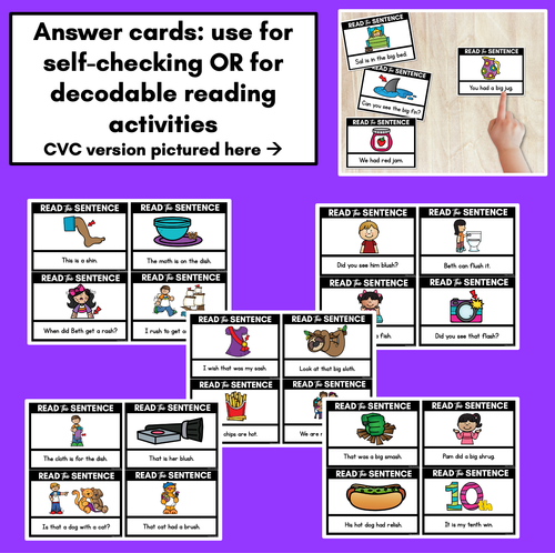 Resource preview 3 for CH SH TH WH Decodable Sentences - Read and Match