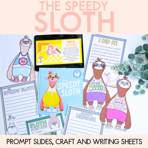 Resource preview 1 for The Speedy Sloth Prompt Slides, Craft and Writing Sheets - National Simultaneous Storytime 2023