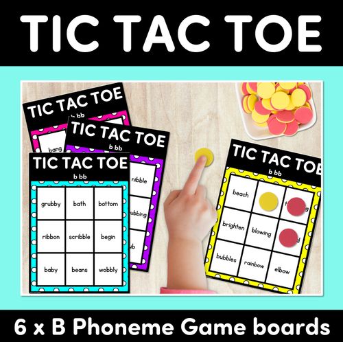 Resource preview 1 for TIC TAC TOE GAME for Consonant Phoneme B, BB - No Prep Phonics Game