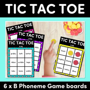 TIC TAC TOE GAME for Consonant Phoneme B, BB - No Prep Phonics Game