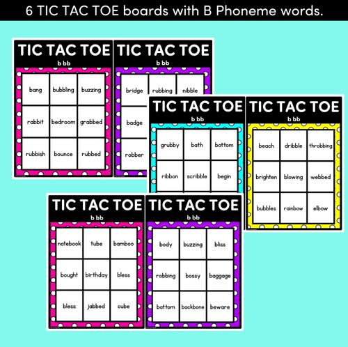 Resource preview 2 for TIC TAC TOE GAME for Consonant Phoneme B, BB - No Prep Phonics Game