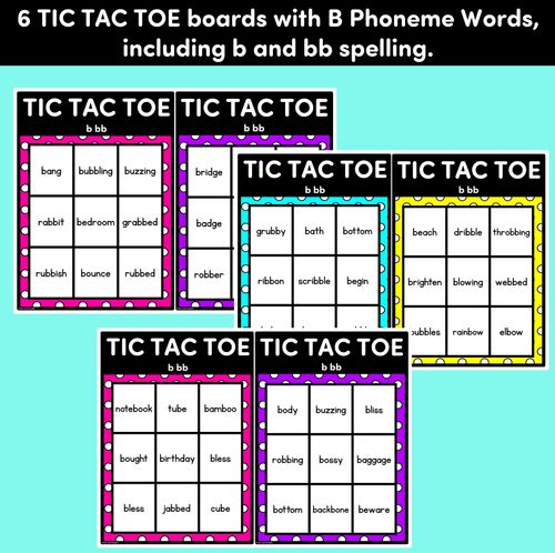 Resource preview 3 for TIC TAC TOE GAME for Consonant Phoneme B, BB - No Prep Phonics Game